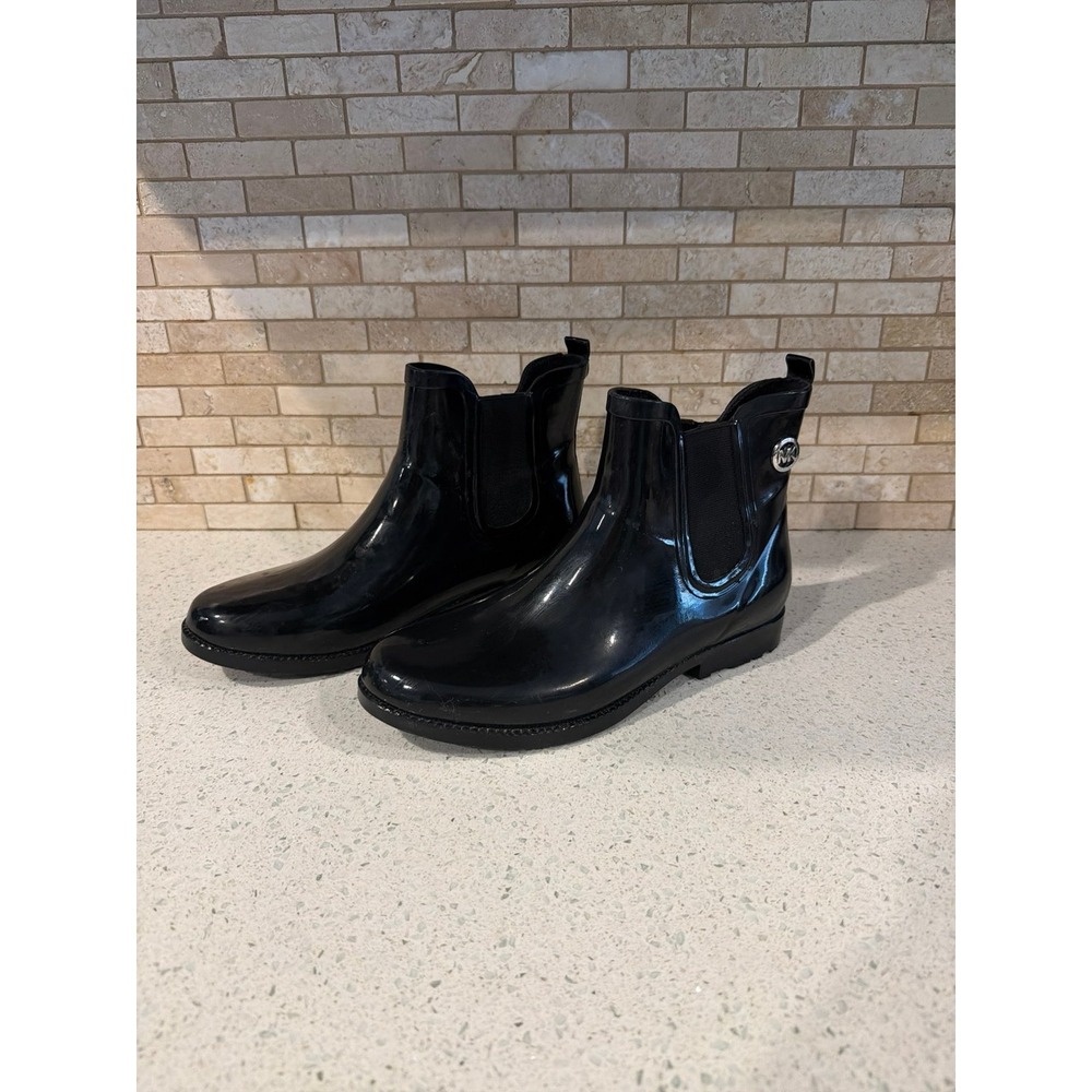 Michael Kors Rain Boots Womens 9ā Black Ankle MK Charm